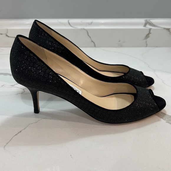 Jimmy Choo black shimmer kitten heels - Picture 2 of 6
